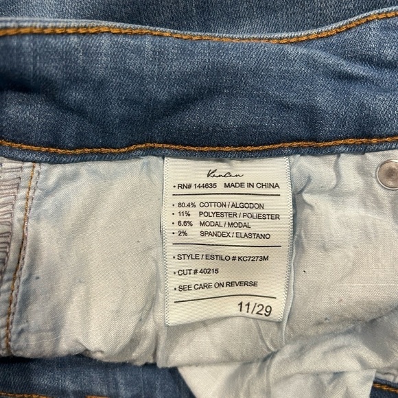 Kancan Buttonfly Skinny Jeans Medium Wash Distressed Hem 11/29 - Picture 9 of 9